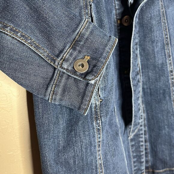 J.Jill Denim Blue Belted Button Front Long Sleeve Shirt Dress Women’s Size XS - Picture 5 of 12